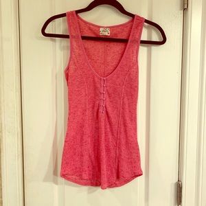 Free People Pink Tank with Sweetheart Buttons